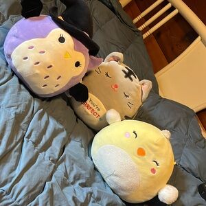 3 Squishmallows 8” Tally Cat and Aimee Chick and Holly